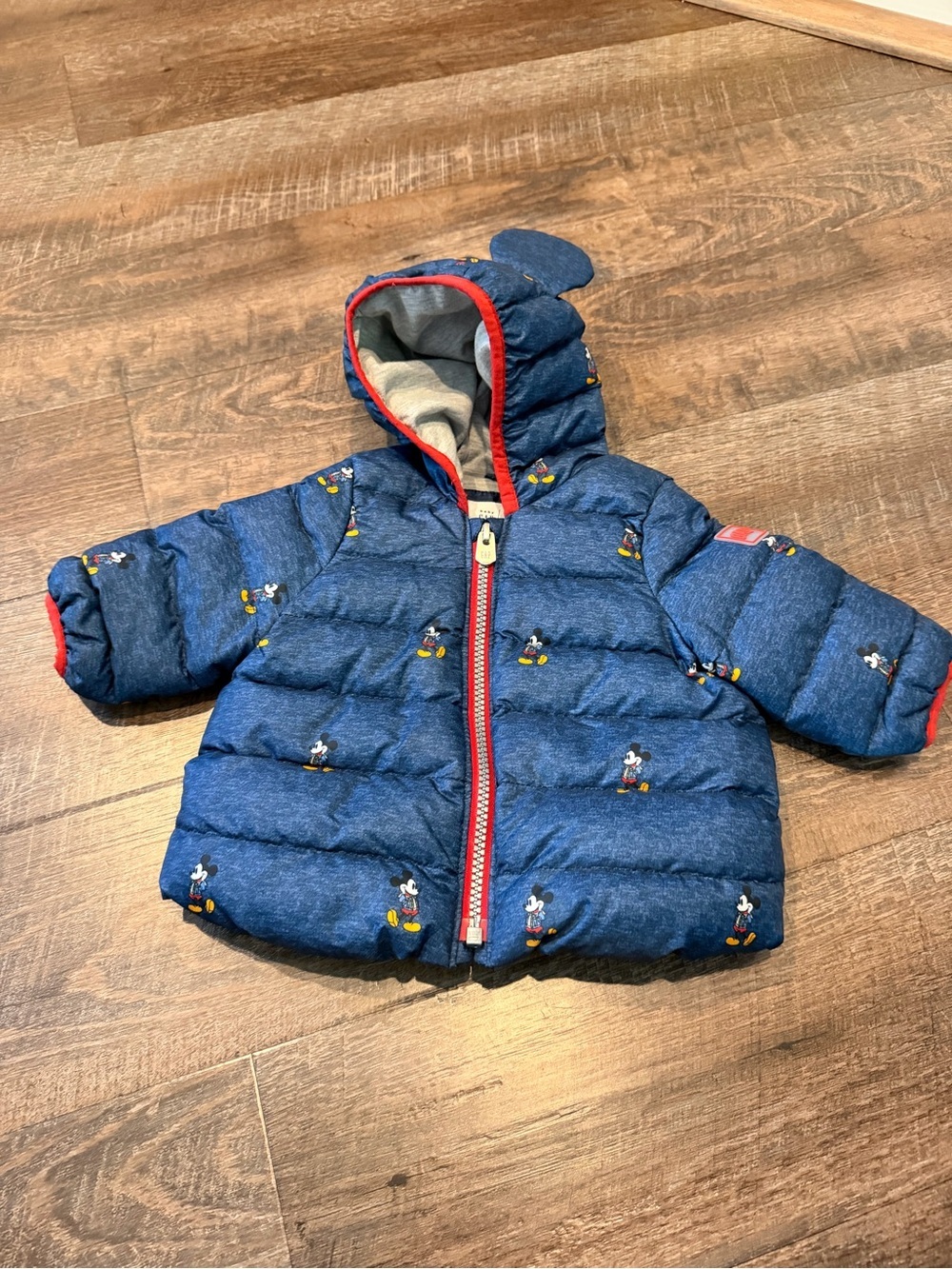 Baby Gap Disney Baby Mickey Mouse Puffer Jacket Hooded Coat 0-6 Months